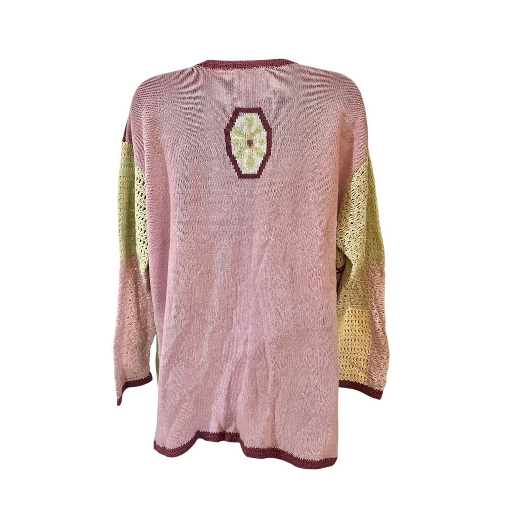 Vintage Storybook Knits Geometric Patchwork Cardigan Sweater XL Cottagecore - Picture 7 of 14